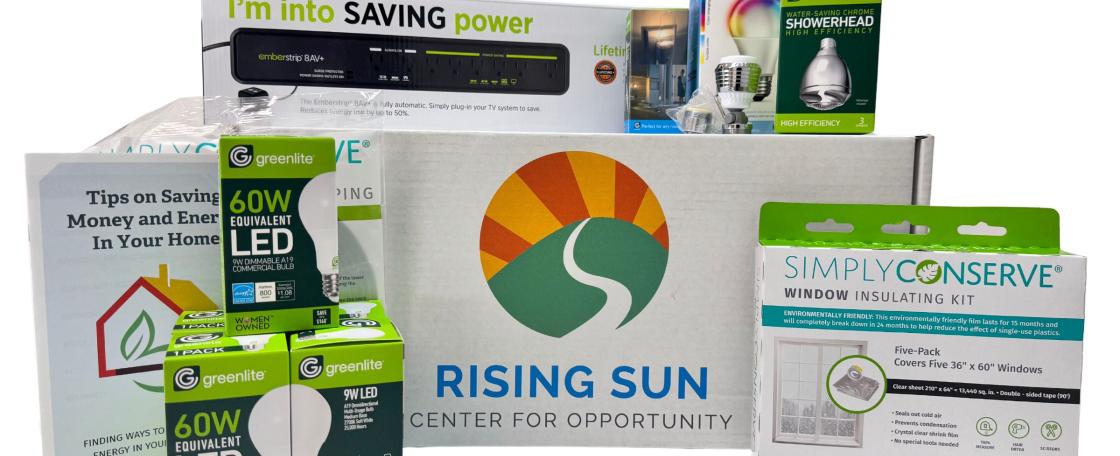 Items in the energy efficiency kit from Rising Sun.